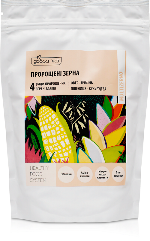 Пророщені зерна вівса, ячменю, пшениці, кукурудзи, пакет 